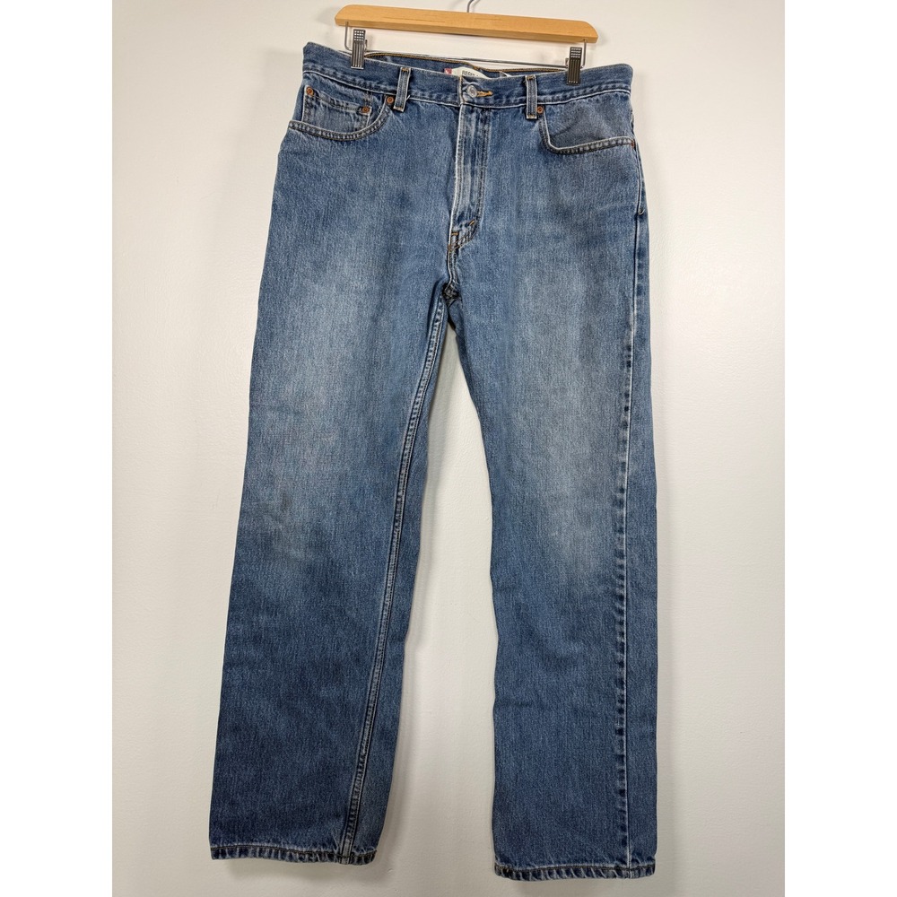 Levi's Jeans Men 36x31 505 Regular Fit Blue Straight Leg Denim Distressed Y2K